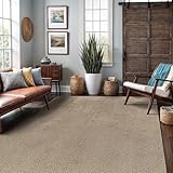 Area Rug 8x10 Beige Washable Indoor Rug Ultra Plus 0.75 in Thick Pile Solid Non Slip Easy to Clean Non Shedding Indoor for Living Room Bedroom Kitchen Dining Room or Hallway (8 X 10 Beige)