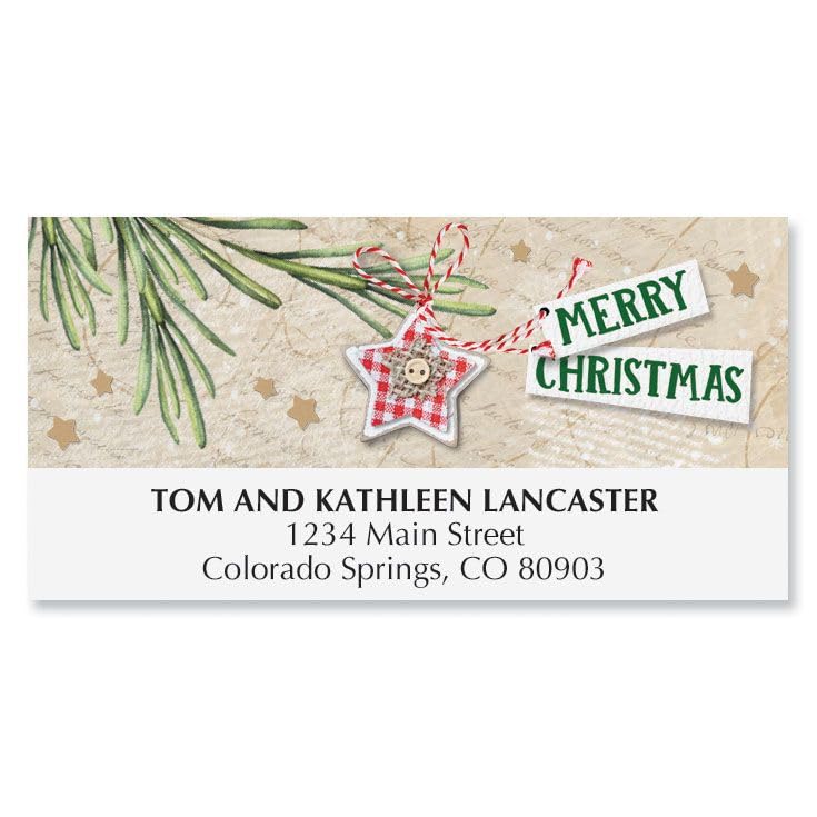 Crafty Tree Christmas Personalized Address Labels - Set of 48, Self-Adhesive, Flat-Sheet Labels, 2.3" x 1.15"