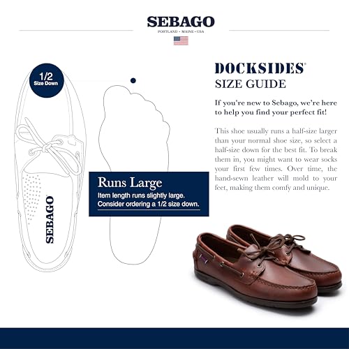 Sebago Endeavor Waterproof Boat Shoes - Leather Moccasins for Men Featuring Leather Sock Lining, 360-Degree Lacing, and Non-Marking, Slip-Resistant Outsoles, Brown - 12.5 Regular3