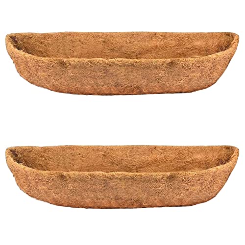 bboUod 2 pcs Garden Coconut Planter Liners Preformed Window Box Liners Natural Trough Coco Liner Coir Mats (24 inch)