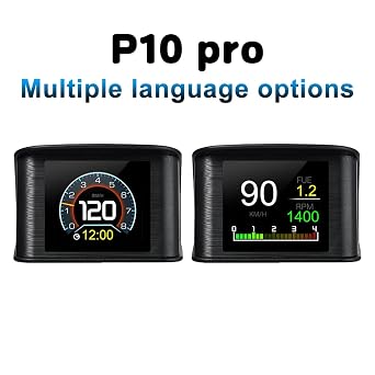 P10 PRO Car OBD2+GPS Head Up Display – Digital Speedometer with OverSpeed Alarm, 2.2 TFT LCD, OBD Speed Alert & Engine Error Code Reader