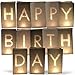 Produktbild AMENOPH1S Happy Birthday-Set | Weiße Papierlaternen | Kerzentüten | Lichttüten | Einzelne Buchstaben | Dekorationen für Geburtstage | Schwer Entflammbar