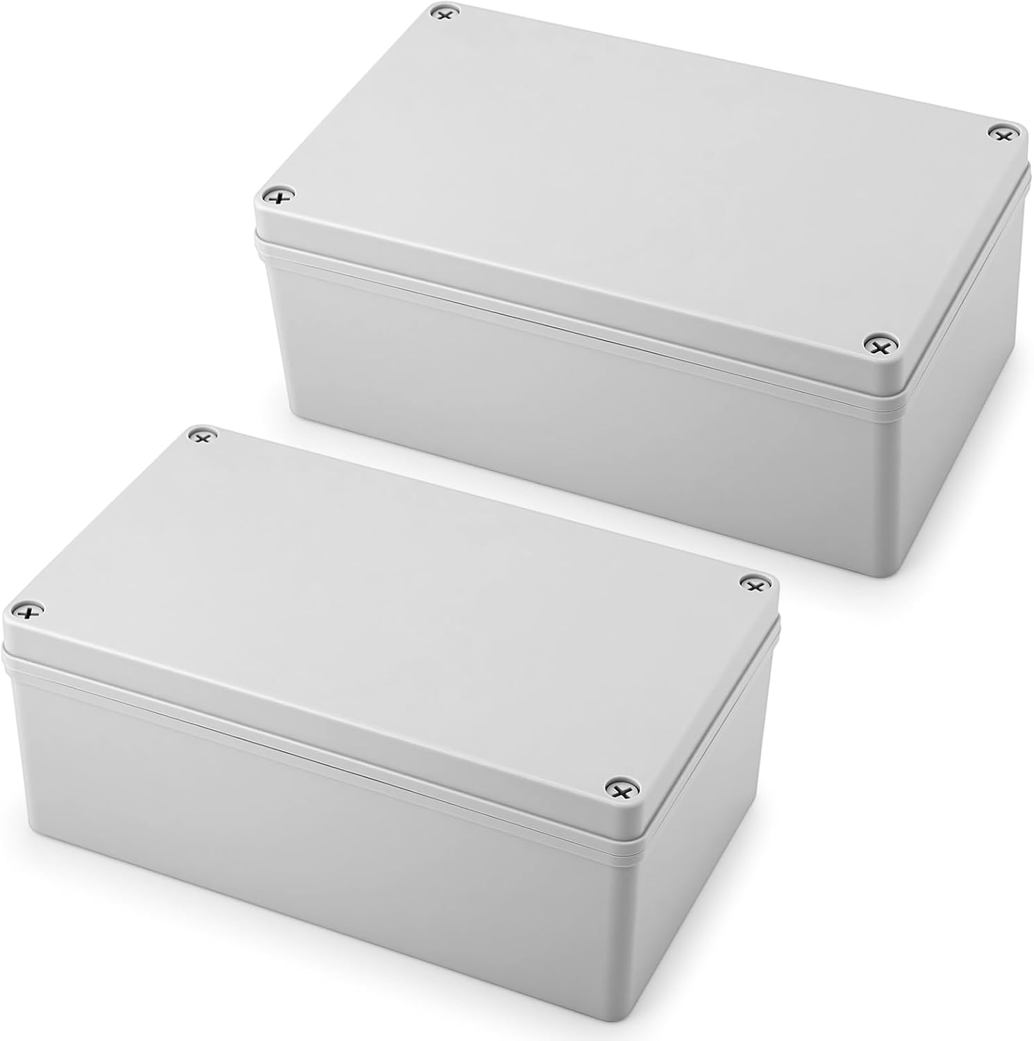 2 Pcs Junction Box 10"x 6"x 4" IP67 ABS Plastic Dustproof Electrical Boxes DIY Project Junction Conduit Case Waterproof for Electronic Outdoor Enclosure, Gray