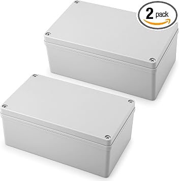 Sabary 2 Pcs Junction Box 10"x 6"x 4" IP67 ABS Plastic Dustproof Electrical Boxes DIY Project Junction Conduit Case Waterproof for Electronic Outdoor Enclosure, Gray