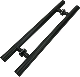 Gate Hardware Matt Black Stainless Steel Glass Door Push-Pull Handrail Wooden Door Frame Door Sliding Length 60/80/120cm(38×600×400mm)