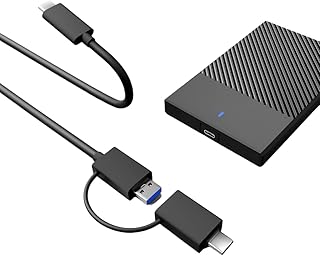 1tb Portable External Hard Disk 2 in 1 (Type c to USB and Type c to Type c) for PC Laptop Windows and Mac, 1 Year Warranty, External HDD - Black