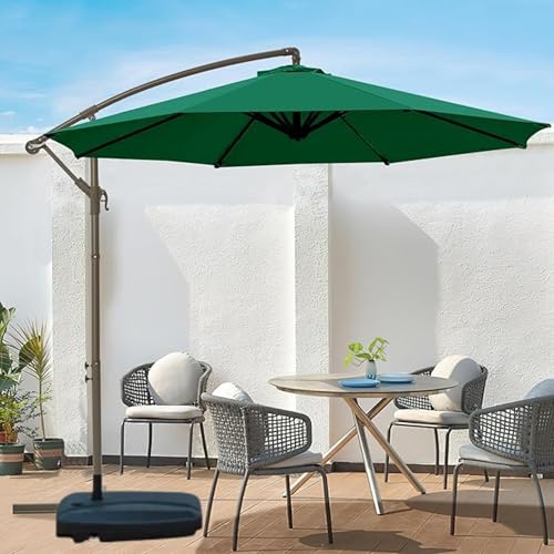 Image of THESHELTERS 10ft Side Pole Round Outdoor Garden Umbrella with Movable 60Kg Heavy Water Base Stand for Patio, Terrace, Cafe and Poolside | Waterproof Big Size Outdoor Umbrella