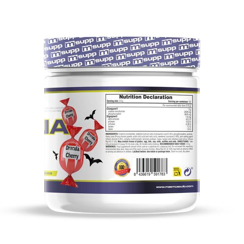 MM Supplements - Clonapure Créatine Monohydrate - 300 g - Saveur Cerise - Augmente masse musculaire et endurance - Améliore récupération musculaire - Performance physique - Réduit fatigue – Image 3