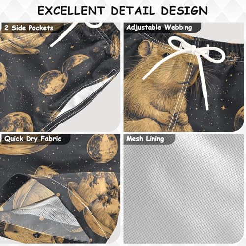 Pigsaly Boys' Swim Board Shorts Space Planet Capybara Boy's Swim Trunks Kids Swimwear 2T Multicolor3