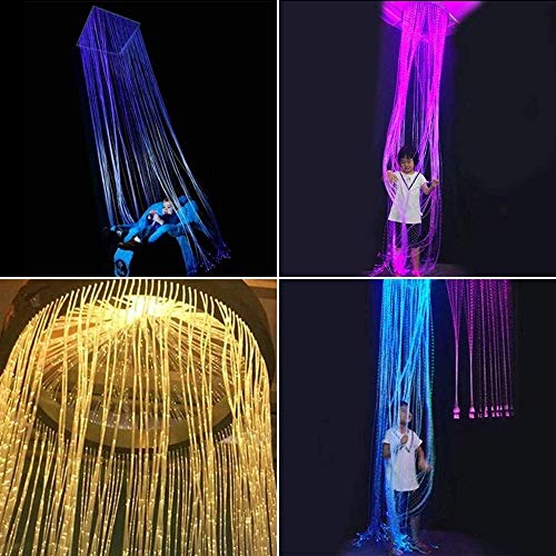 Image of 16W RGBW Fiber Optic Curtain Light Kit + 28Key Remote,Flash Point Waterfall Effect Home Window Decorative Lamp 0.04in /1mm 6.5ft /2m 300pcs