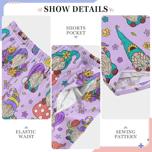 Gnome Mushroom Floral Boys Long Pants Soft Trousers Elastic Waist Kids Lounge Bottoms with Pockets S-XL4