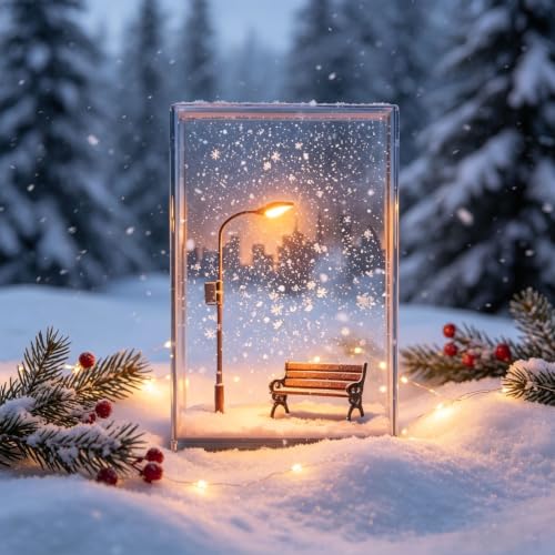The Snow Lamp, 2027 New Snow Lamp with Street and Christmas Scene, Bookshelf SNO-w Lamps, DIY Snowy Night Street Lamps Kit, Christmas Decorations, Ideal for Holiday Table or Desktop Display (A*2)