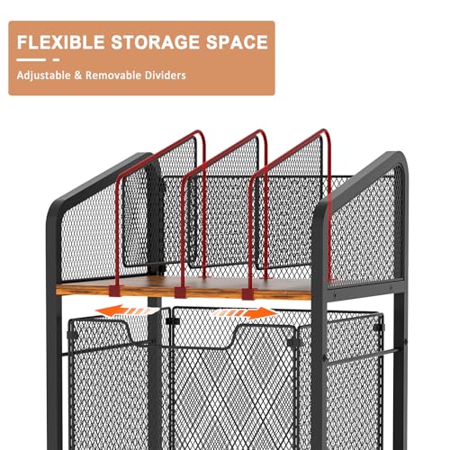 Image of Tiaoheka Rolling File Cabinet with Adjustable Dividers, Mobile Filing Cabinet with Storage Drawer on Lockable Wheels, Hanging File Organizer Beside Under Desk for Office, Home（Patent Pending）