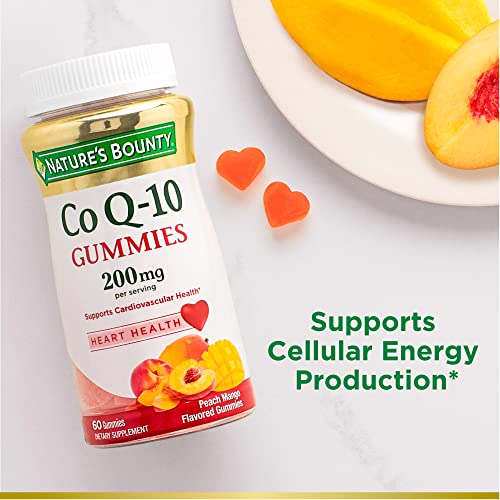 Nature’s Bounty Coq10 Gummies, Supports Heart Health, Coq10 200Mg, Peach Mango Flavor, 60 Count #TOP3