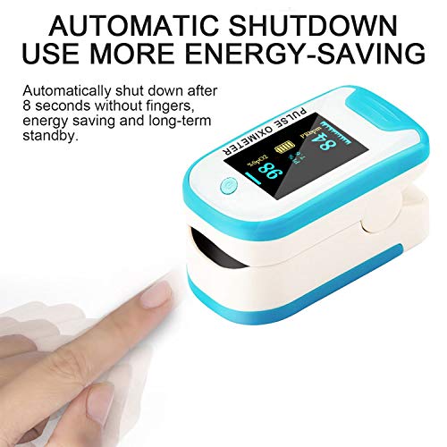 Finger Pulse Oximeter Fingertip Heart Rate Monitor Blood Oxygen Saturation Monitor SpO2 Levels Pulse Oximeter Portable with Lanyard (Blue008)