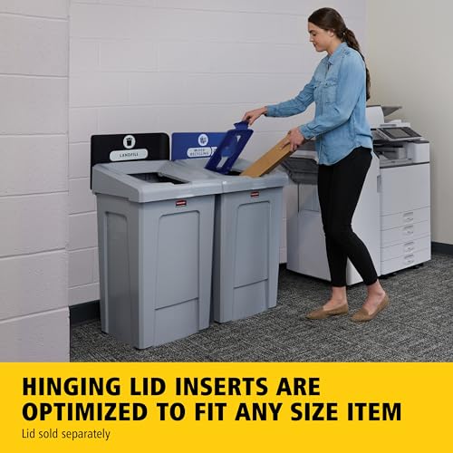 Image of Rubbermaid Commercial Products SLIM JIM Recycling Station 1-Stream Mixed Recycling Bin /Can /Kit /Station, 33 GAL, for Kitchens /Classrooms /Offices /Back of House /Higher Education /Commercial Facilities