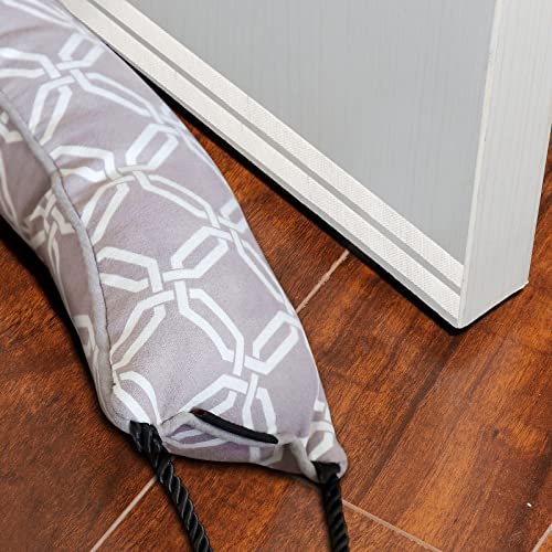 Cima 36" Weighted Under Door Draft Stopper, Bottom Door Seal Sound Wind Blocker Weather Stripping (Grey And White, 36 Inch, 2.0 Lbs) #TOP4