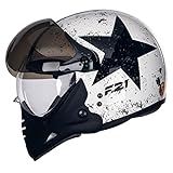 Capacete Aberto Moto Peels F-21 Old Tank Branco/Preto 56