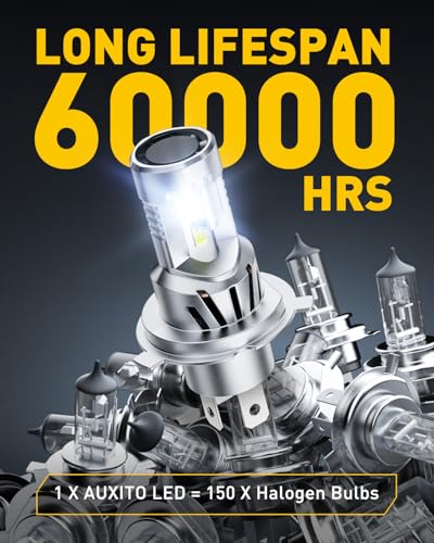 Image of AUXITO 9003 H4 LED Bulb, 900% Brighter, 3 Min Quick Install, 20 Years Lifespan, No Flicker, 99% Compatibility