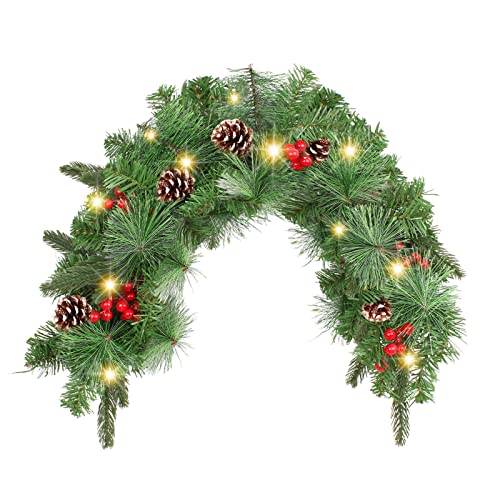 Boîte aux lettres de Noël haut de gamme 35 pouces avec branches de verdure d'hiver denses