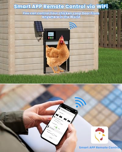 Porta de galinheiro automática atualizada, aplicativo WiFi alimentado por energia solar, controle re