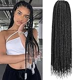 Box Braid Crochet Hair 7 Packs 20 Strands/Pack Crochet Box Braids Pre Looped Ombre Crochet Hair for Women (18 inch, 1B)