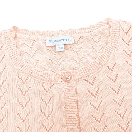 Image of Kids Girls Open Front Bolero Shrug Long Sleeve Button Down Cropped Cardigan Sweaters Shrug Dress 3-12 Years,Light Peach Pink,7 /8