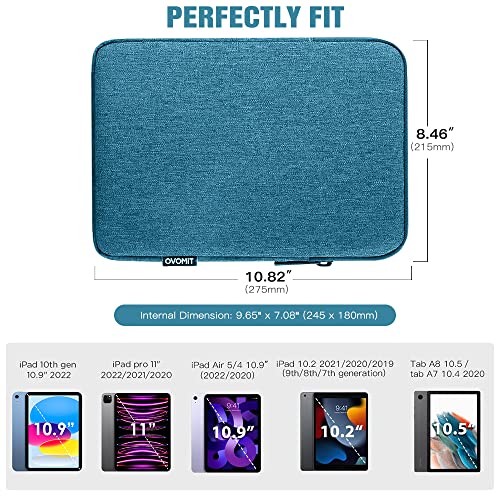 TiMOVO 9-11" Tablet Sleeve Bag for iPad 11-inch A16 2025, iPad 10.9"/10.2", Peacock Blue, 9-11 Inch - Image 2