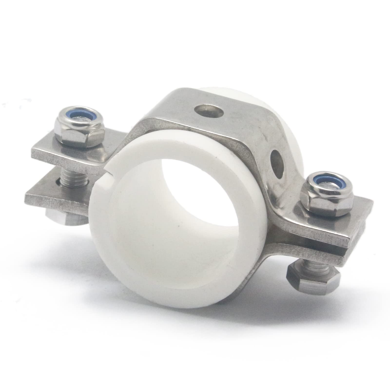 QiiMii 1.5" Hexagon Tube Hanger Stainless Steel SS304 with Cushion,Adjustable Pipe Bracket Clamp Pipe Strap