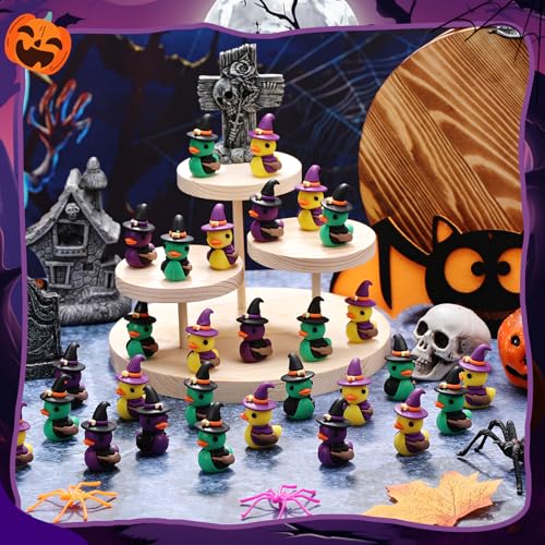 Image of Gejoy 50 Pcs Mini Witch Rubber Ducks Small Assorted Halloween Duck Figurines Bulk for Ducking Party Favors Halloween Carnival Supplies