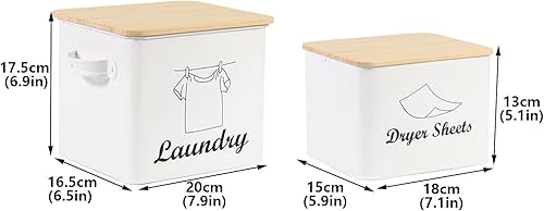 Miniatura 3 de Juego de contenedor de polvo para ropa sucia y soporte para hojas de secadora, caja de almacenamiento de detergente en polvo con cuchara, tapa y