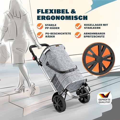 MONZANA® 3in1 Einkaufstrolley 56L bis 50 kg klappbar abnehmbare Tasche Handwagen Einkaufswagen...