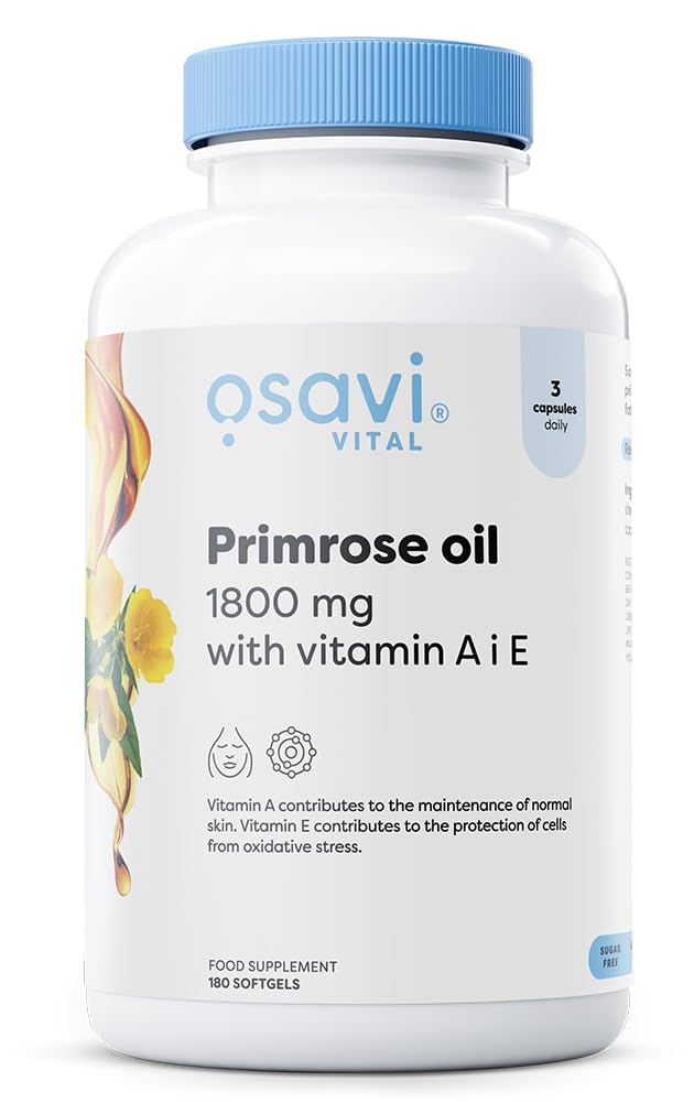 Osavi Primrose Oil With Vitamin A & E, 1800Mg - 180 Softgels