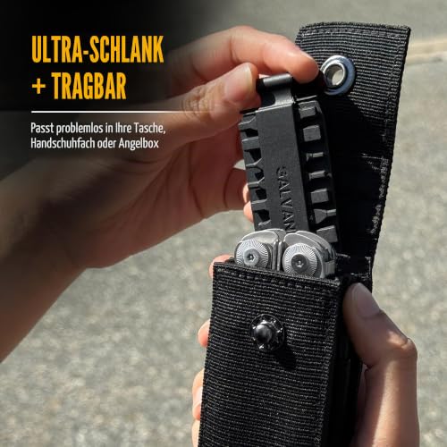 Galvanox Nylon Gürtel Tasche für Multitools mit 21 Flach-Schraubendreher-Bits & Halter – Holster mit Pouch und Bit-Set, kompatibel mit Leatherman (10,2–11,4 cm)
