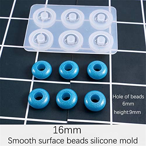 Miniatura 6 de 3 moldes de resina para cuentas redondas y planas, moldes de fundición de cuentas de agujero grande, molde de silicona con núcleo de metal incluido