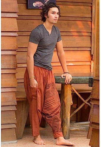 Amazon | [lsjdln] サルエルパンツ オレンジ メンズ エスニック