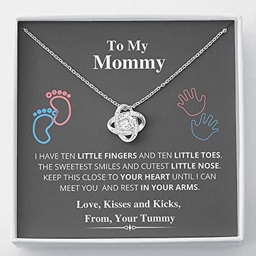 Tek Weh Mom to Be- Babies Make Love Stronger- Love Knot Necklace- Expecting Mom Gift, Gift for New Mom, First Mothers Day, First Time Mom Gift, New Mom Gift Standard Box