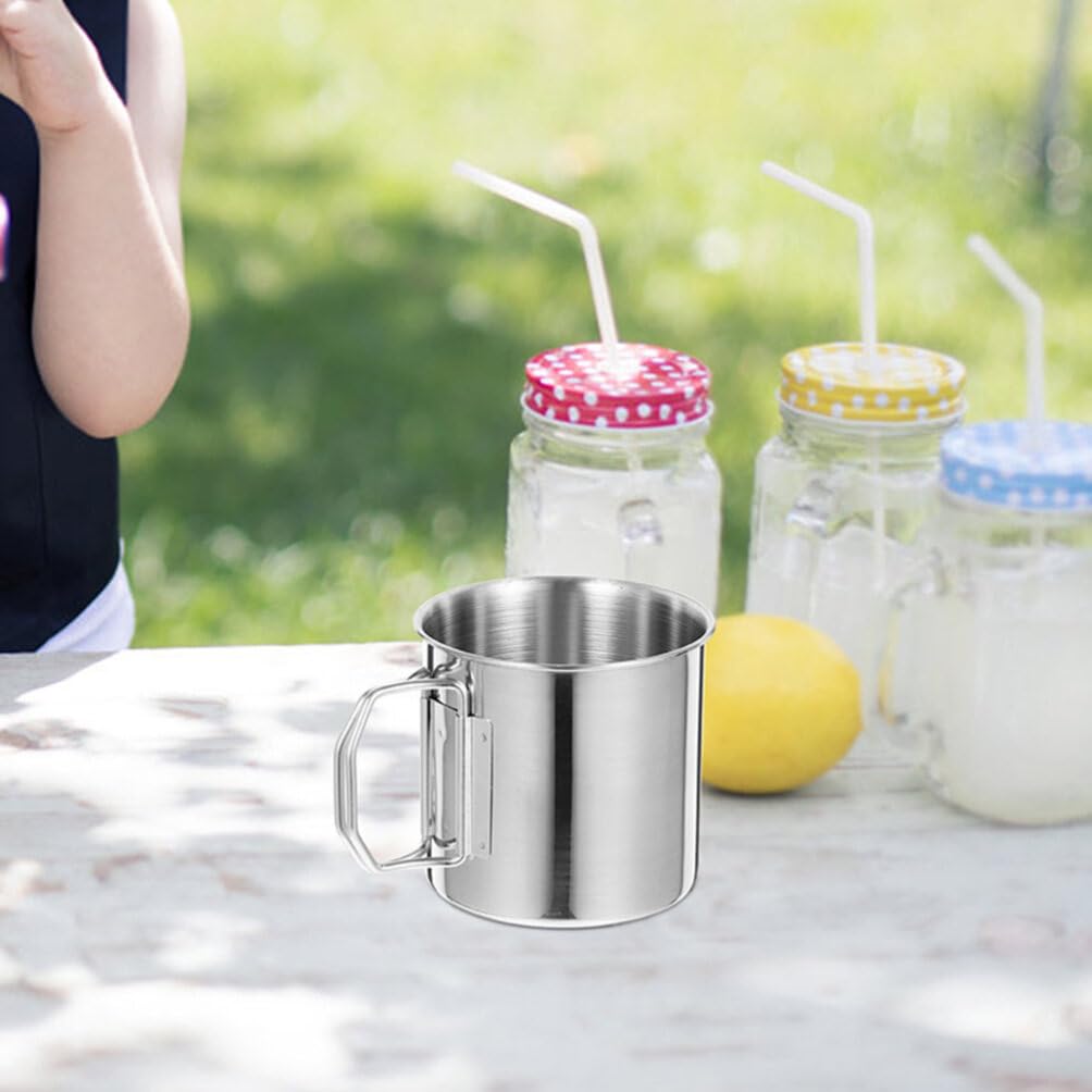 BESPORTBLE 2 Tazas Portátiles de Acero Inoxidable Fáciles de Limpiar con Asa Plegable Pack de 2 Unidades para Beber al Aire Libre Ideales para Camping y Picnic
