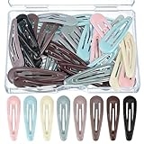 40 Stück Haarspangen Mädchen, 5cm Hair Clip Rutschfeste Snap Haarklammern Bunte Metall Haarspangen mit Aufbewahrungsbox für Geburtstag Party Geschenke (8 Farben)