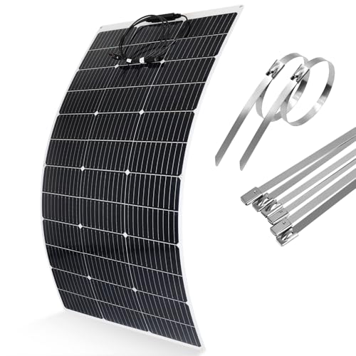 【120W Pannello Solare Flessibile】DERUXI 120W 12V Pannello Solare Camper, 120W Pannelli Solari Monocristallini 12V+6Pcs Fascette Metalliche, Pannelli PV Pannelli Solari da Balcone Veicoli Barche Camper