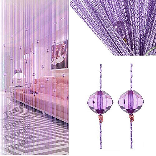 Timere Crystal Beaded Curtain Tassel Curtain - Partition Door Curtain Beaded String Curtain Door Screen Panel Home Decor Divider Crystal Tassel Screen 90x200cm (Purpler)