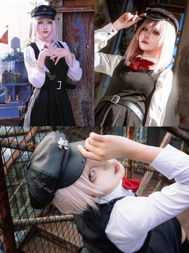 Image of Half and Half Short Straight Light Pink Anime Death Devil Wig for Fami Cosplay Pastel Pink Wigs with Bangs for Women Halloween Party Daily