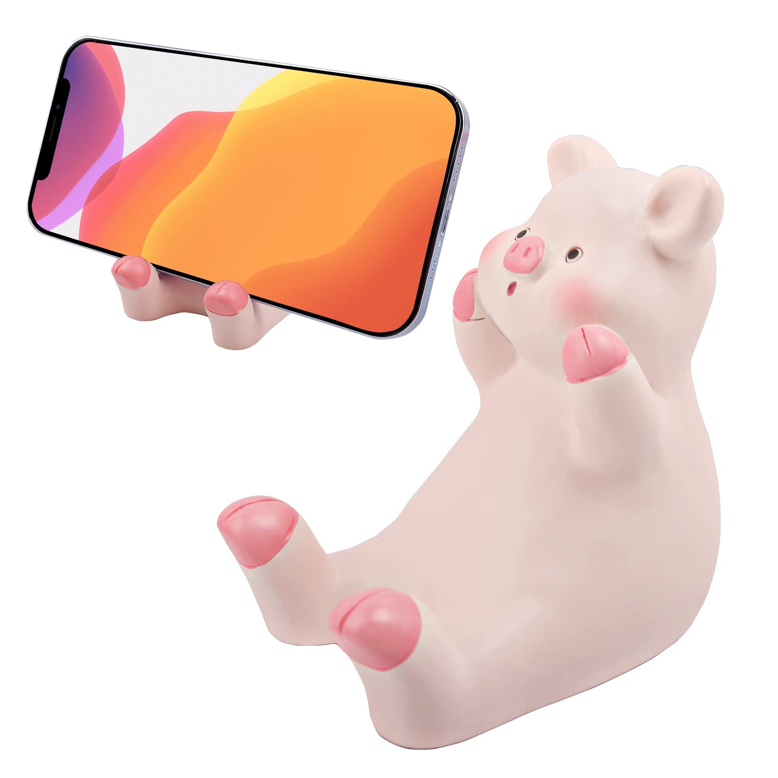 Cute Phone Holder Lovely Pink Pig Cellphone Desk Stand Animal Desktop Accessories Office Decor (Shape B)