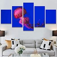 SIGNWIN 5 Panel Canvas Wall Art Neon Clouds for Home Decorations Ready to Hang - 60