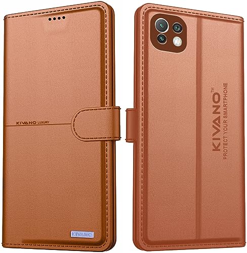 Image of Compatible with Xiaomi Redmi 11 Lite NE 5G / Xiaomi Redmi 11 Lite /Xiaomi Redmi 11 Lite 5G Flip Cover | Leather Finish | Inside Pockets & Inbuilt Stand | Shockproof Wallet Style Coffee