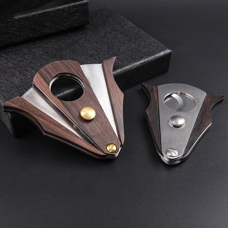 JDIME Sandalwood Cigar Cutter Scissors Knife Sharp Blade Puncher Guillotine Smoking Tool Gift(01)