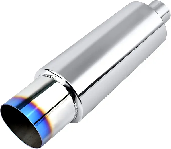 EVIL ENERGY Exhaust Muffler,Stainless Steel Exhaust Tip,Universal 18.5" Length (Burnt,2.5" Inlet 4" Outlet)