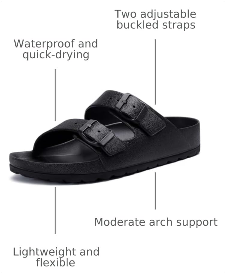 Image of KIDMI Medium Arch Support EVA Beach Sandals for Women | Women's Adjustable Buckle Straps Waterproof Pool Sandals, Comfortable Slip on Summer Slides for home and Casual Walks