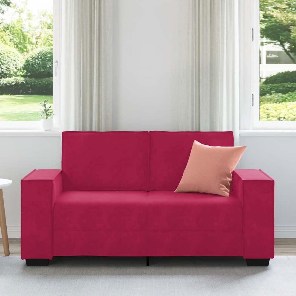 Canapé 2 Places, Causeuse de Salon Fauteuil Sofa 2 Places Rouge Bordeaux 160 x 78 x 84 cm Velours