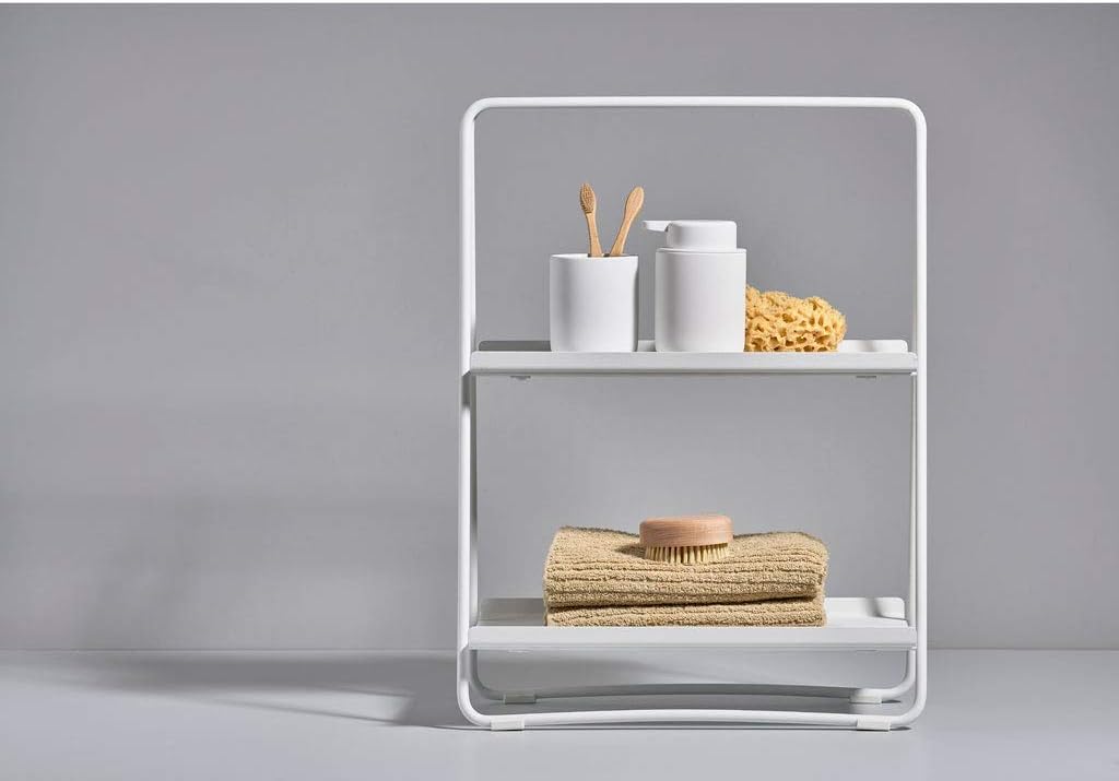 Zone Denmark Metal Adjustable Storage Shelving Unit | Maximize Space and Style | Ideal for Bedroom, Kitchen, and Bathroom | Organize with Elegance and Versatile Storage Solution- Small (White)